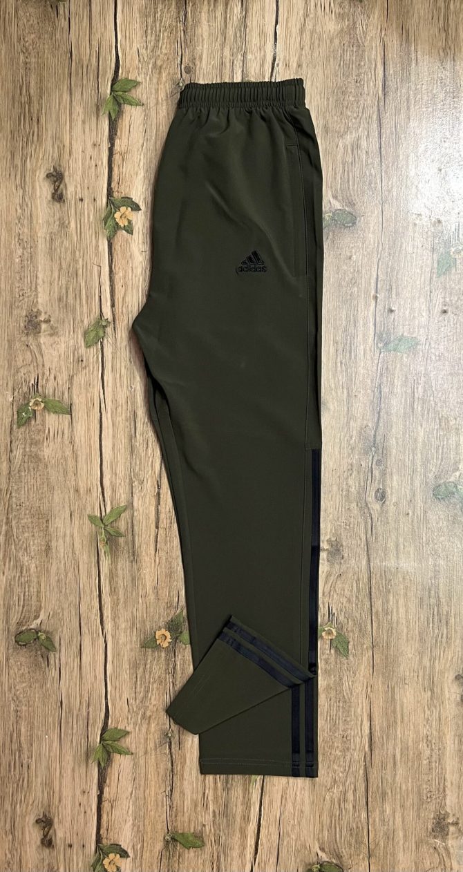 Adidas Three Stripe Trackpant Olive with black stripe - Image 4