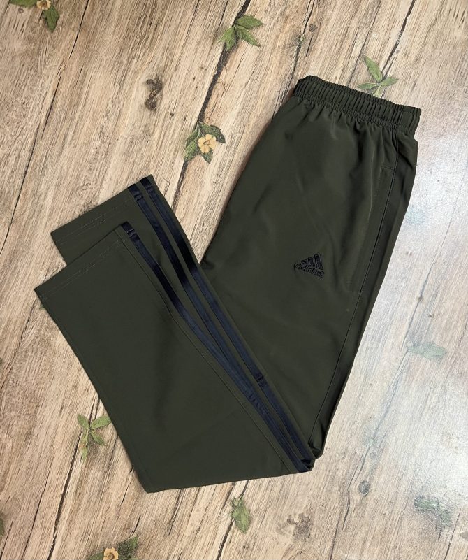 Adidas Three Stripe Trackpant Olive with black stripe - Image 3