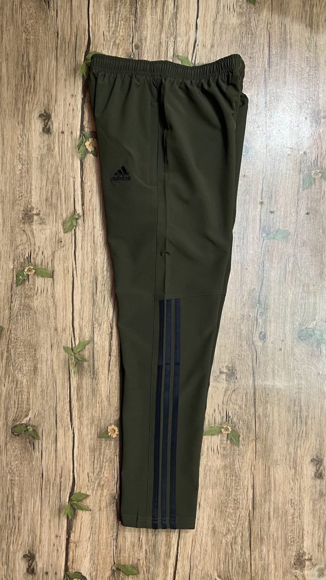 Adidas Three Stripe Trackpant Olive with black stripe - Image 2