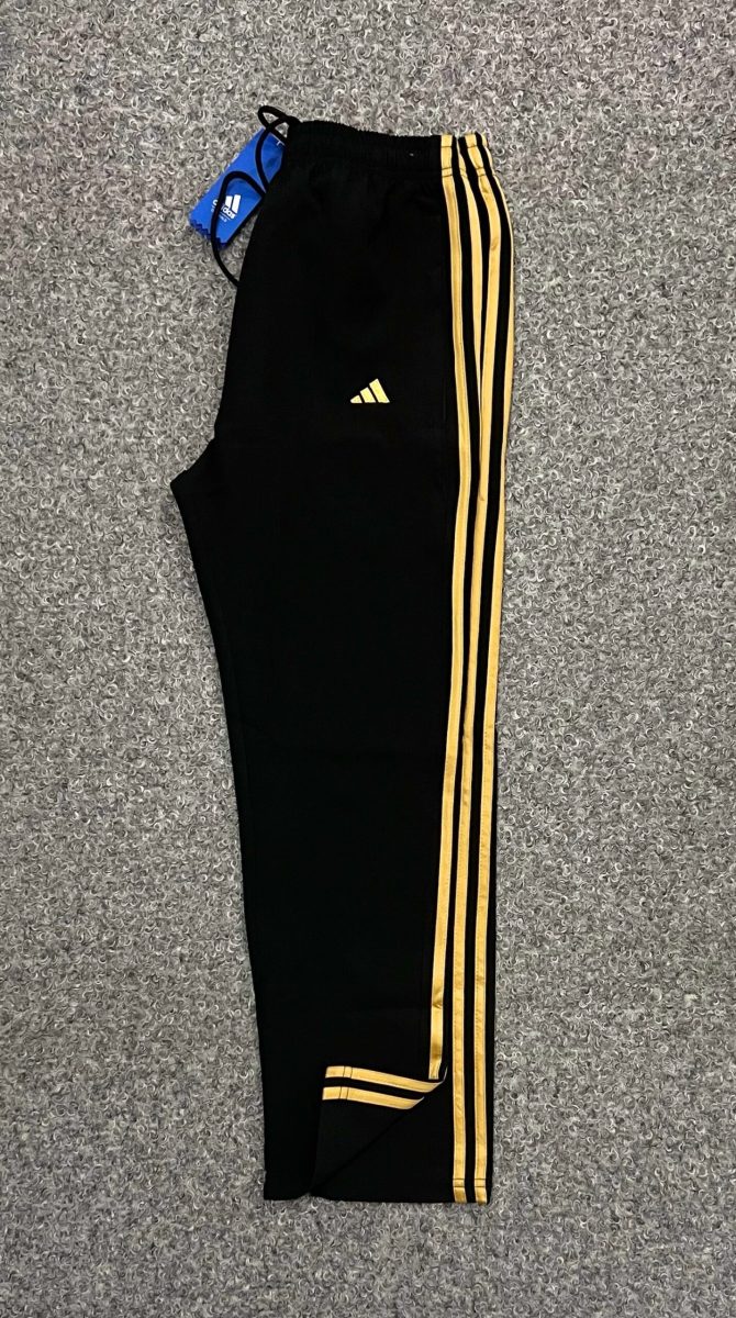 Adidas Three Stripe Trouser Black with Golden Stripe - Image 2