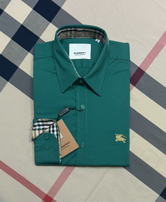 Burberry Premium Solid Shirt BRS 17 cane collar green - Image 5