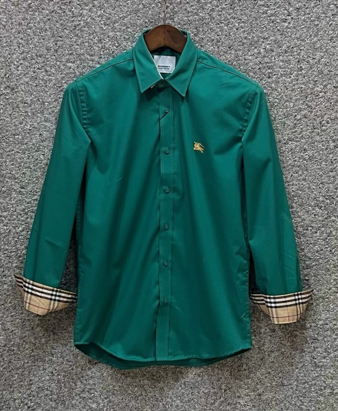 Burberry Premium Solid Shirt BRS 17 cane collar green - Image 6