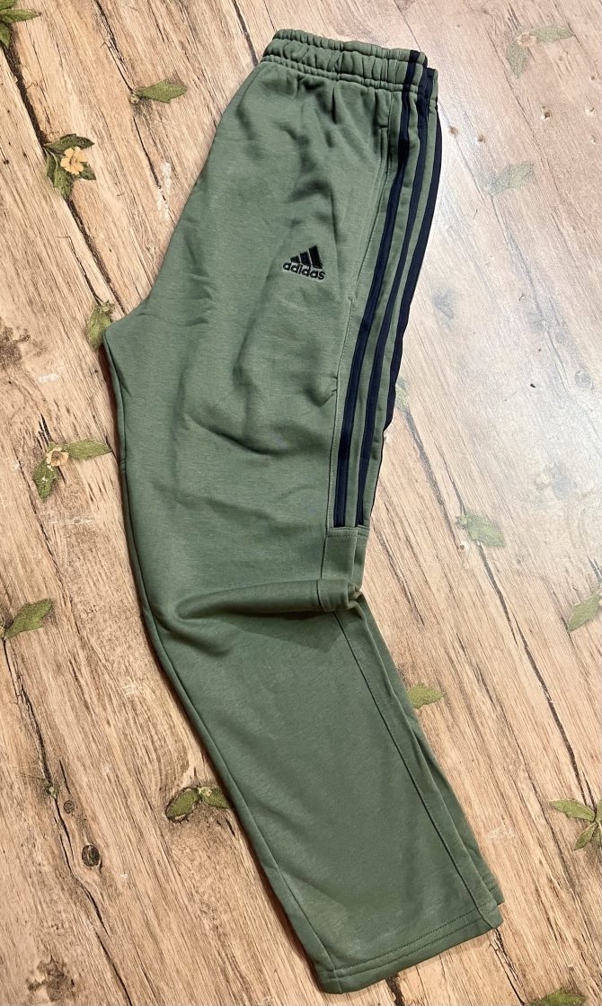 Adidas Three Stripe Cotton Terry Fabrics Trouser Olive - Image 3