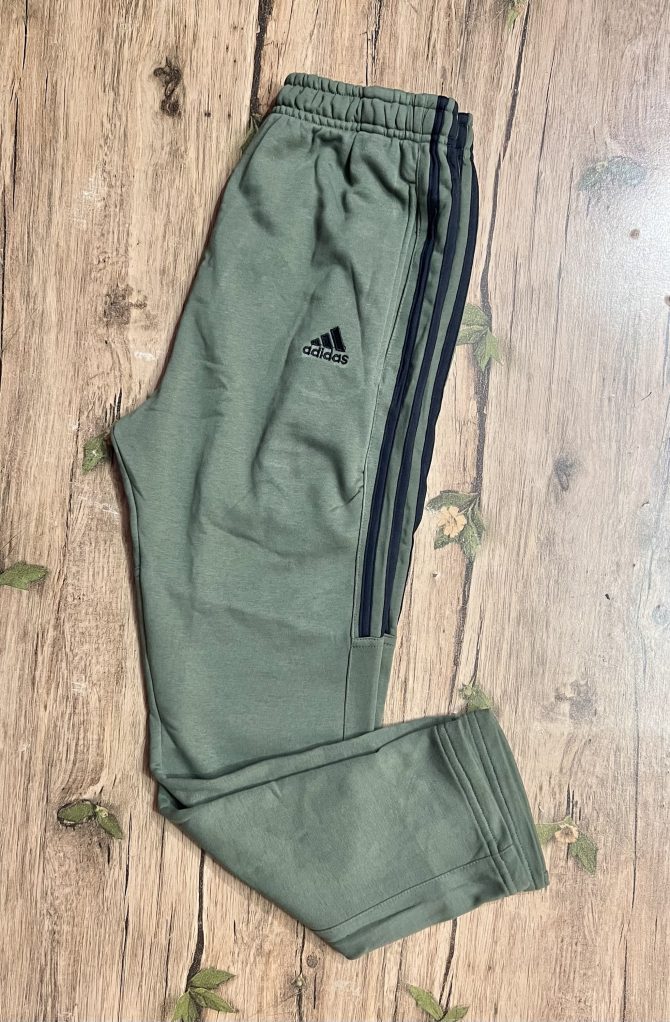 Adidas Three Stripe Cotton Terry Fabrics Trouser Olive - Image 4