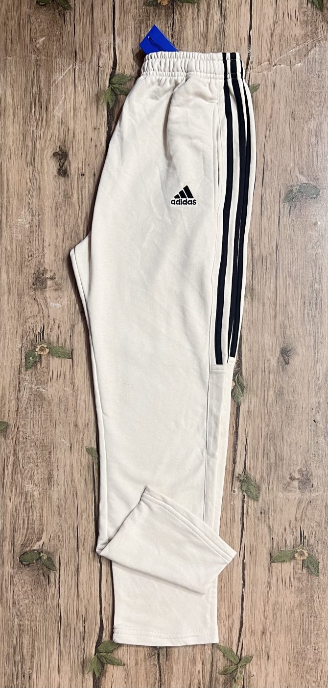 Adidas Three Stripe Cotton Terry Fabrics Trouser Cream - Image 3