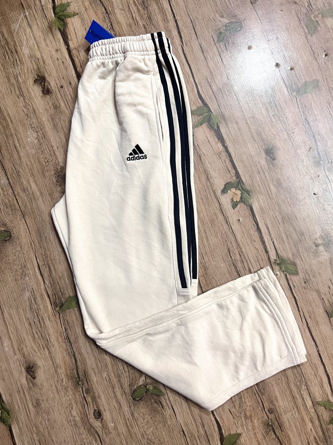 Adidas Three Stripe Cotton Terry Fabrics Trouser Cream - Image 4