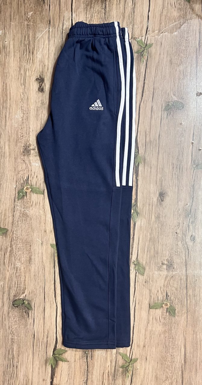 Adidas Three Stripe Cotton Terry Fabrics Trouser Navy - Image 4