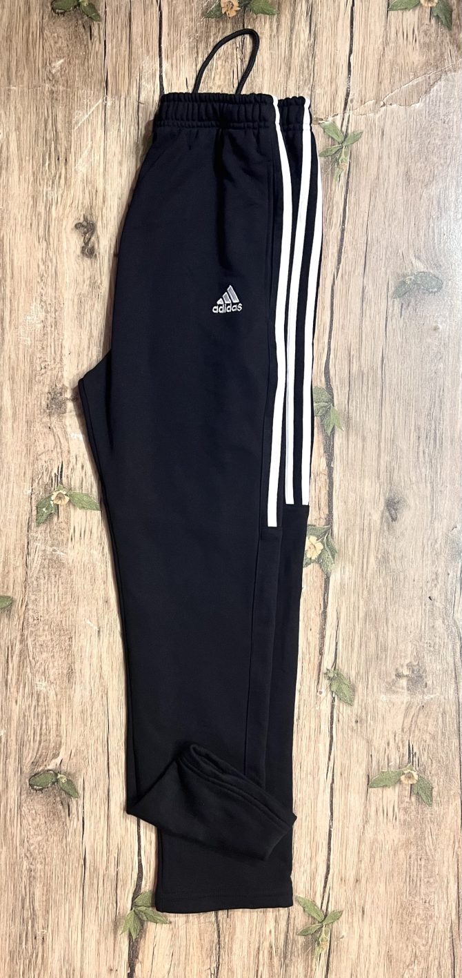 Adidas Three Stripe Cotton Terry Fabrics Trouser Black - Image 3