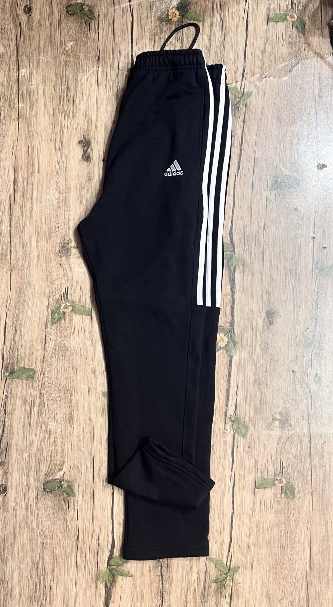 Adidas Three Stripe Cotton Terry Fabrics Trouser Black - Image 4