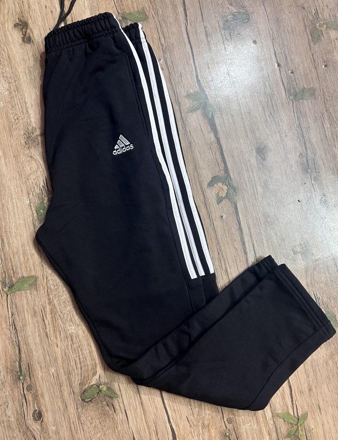 Adidas Three Stripe Cotton Terry Fabrics Trouser Black - Image 5