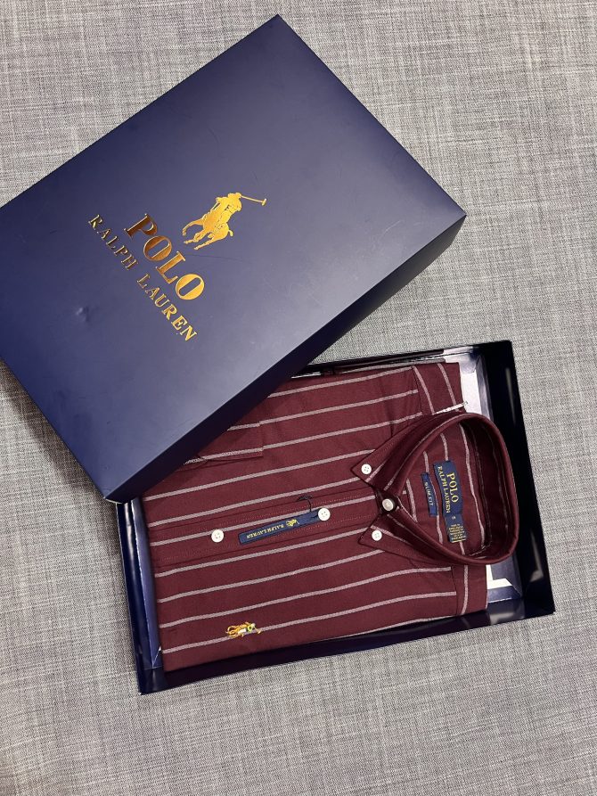 Premium Ralph Lauren Stripe Shirt 175 with box - Image 5