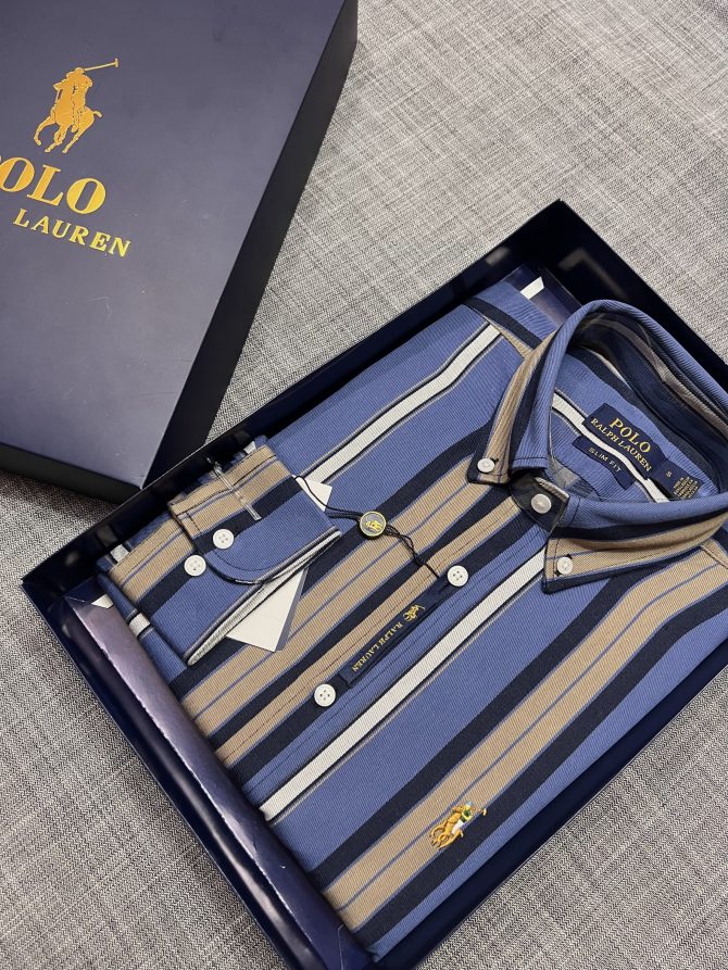 Premium Ralph Lauren Stripe Shirt 189 with box - Image 4