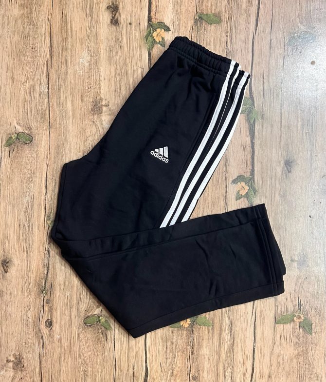 Adidas Three Stripe Cotton Terry Fabrics Trouser Black