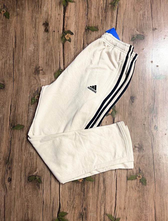 Adidas Three Stripe Cotton Terry Fabrics Trouser Cream