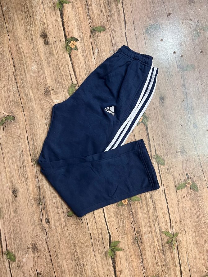 Adidas Three Stripe Cotton Terry Fabrics Trouser Navy