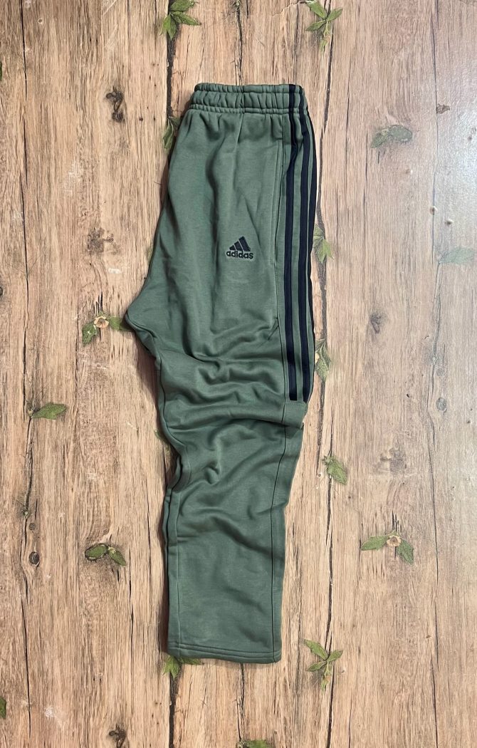 Adidas Three Stripe Cotton Terry Fabrics Trouser Olive - Image 2