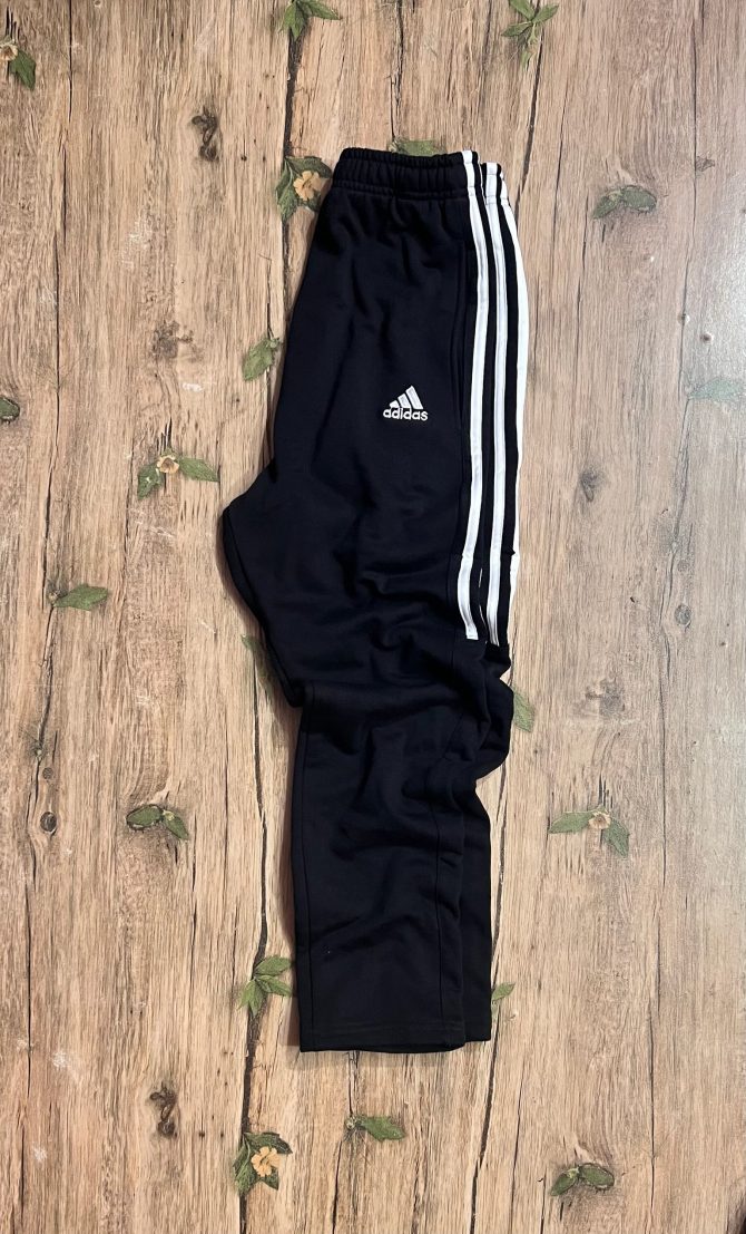 Adidas Three Stripe Cotton Terry Fabrics Trouser Black - Image 2