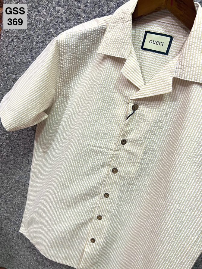 Gucci Cuban Seersucker Shirt 369 - Image 2