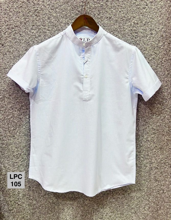Louis Philippe Mandarin Collar Stripe Shirt 105