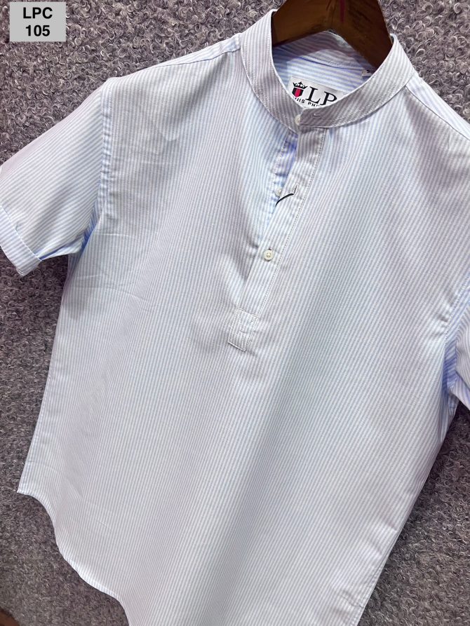 Louis Philippe Mandarin Collar Stripe Shirt 105 - Image 2