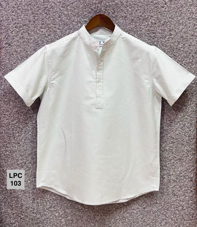 Louis Philippe Mandarin Collar Stripe Shirt 103