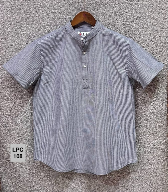 Louis Philippe Mandarin Collar Stripe Shirt 108