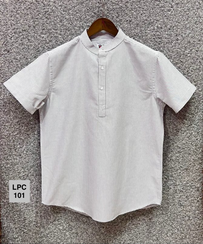 Louis Philippe Mandarin Collar Stripe Shirt 101