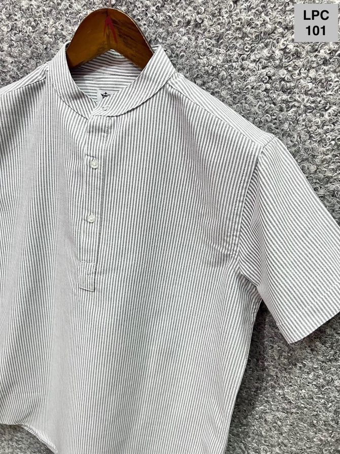 Louis Philippe Mandarin Collar Stripe Shirt 101 - Image 2