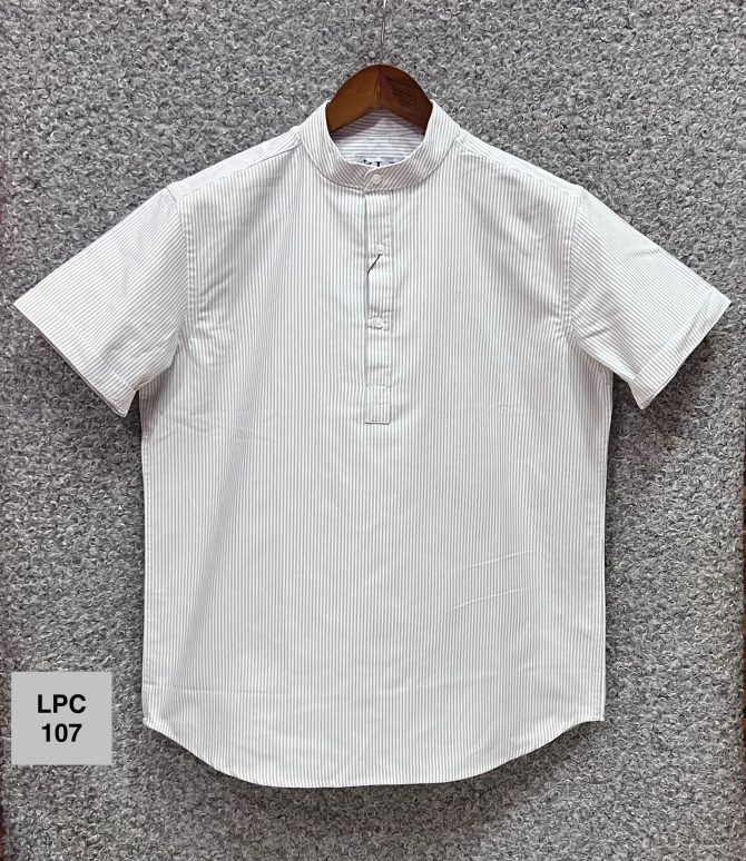 Louis Philippe Mandarin Collar Stripe Shirt 107