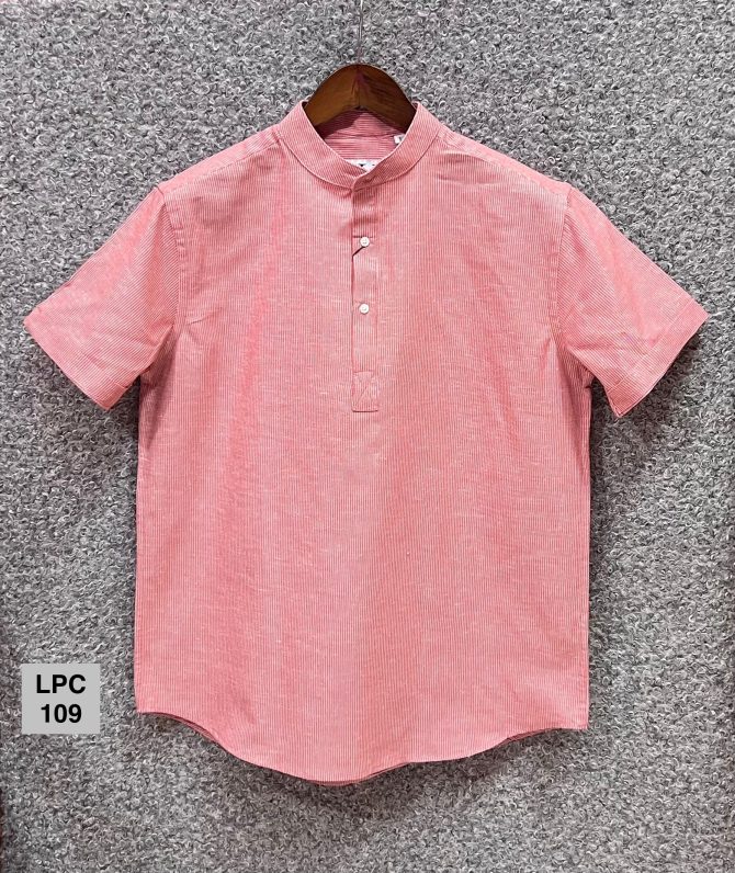 Louis Philippe Mandarin Collar Stripe Shirt 109